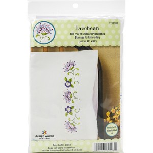 Tobin Stamped For Embroidery Pillowcase Pair 20"X30"-Jacobean - 1 of 3