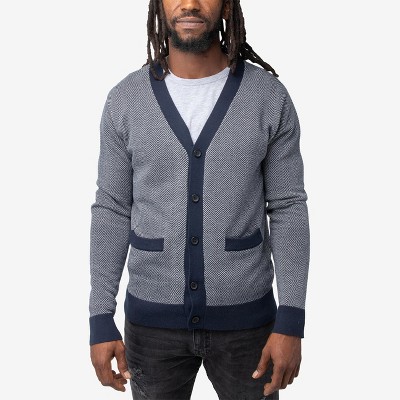 X Ray Men's Herringbone Cardigan Sweater In White/navy Size Large : Target