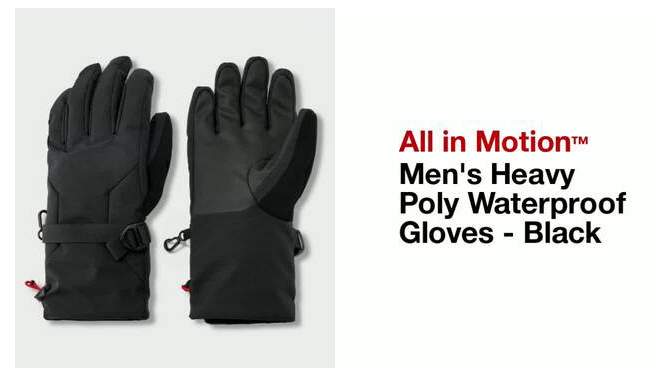 Men&#39;s Heavy Poly Waterproof Gloves - All In Motion&#8482; Black, 2 of 5, play video