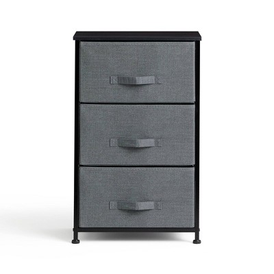 3 Drawer Fabric Storage Chest Black 