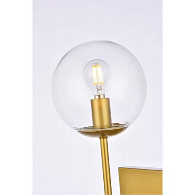 Elegant Neri Dimmable Brass and Clear Glass Globe Wall Sconce
