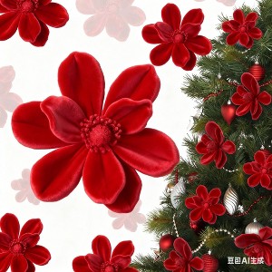COZONY 24PCS Velvet Poinsettia Flowers with Glitter, 6.3 Inch Artificial Christmas Flowers for Wreaths Crafts Centerpieces Holiday Decor - 1 of 4
