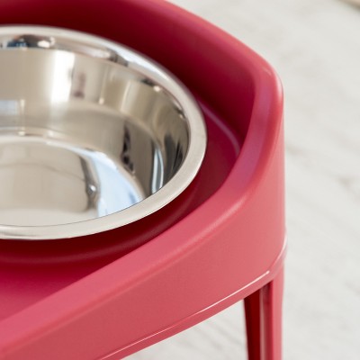 Red Elevated Dog Feeder with Stainless Steel Bowls