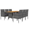 vidaXL Outdoor Dining Set Grey PE rattan, steel, solid acacia wood, foam - 3 of 4