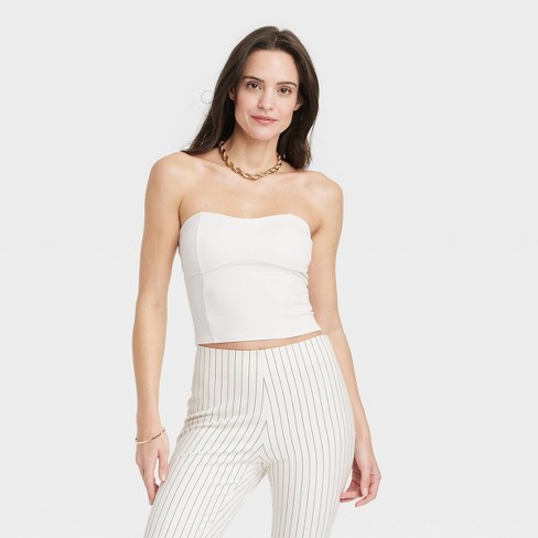 Women's Ponte Tube Top - A New Day™ White XL