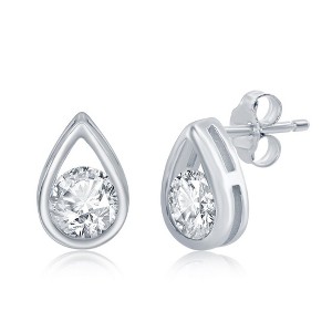 Simona Sterling Silver Birthstone Pear-shaped Studs - 1 of 2
