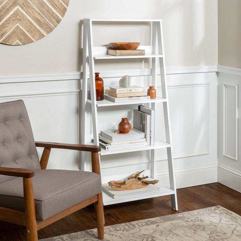 55" Thatcher Transitional Wood 4 Shelf Ladder Bookshelf - Saracina Home, 3 of 16
