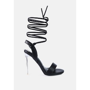 Sheeny Clear Stiletto Lace Up Heels - 1 of 4