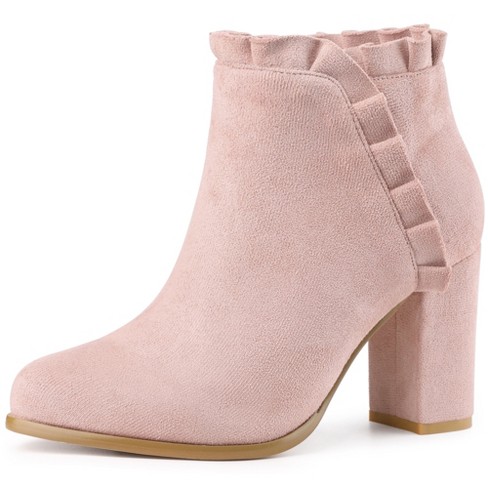 Womens pink 2025 suede booties