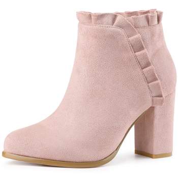 Perphy Women's Platform Round Toe Chunky High Heels Ankle Boots