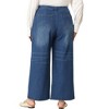 Agnes Orinda Women's Plus Size Casual Stretch Washed Pockets Wide Leg Palazzo Denim Jeans - 4 of 4