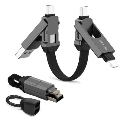 STATIK 6.6'' Hexcharge Universal 4-in-1 Multi-Charging Cable - Black