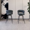 TiramisuBest Set of 2,28" Counter Bar Stools, Modern PU Leather Upholstered Chairs with Metal Frame & Footrest for Kitchen Island & Dining(Black) - 3 of 4