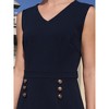 INSPIRE CHIC Women's Sleeveless V Neck Button Decor Wear to Work Sheath Dress - 4 of 4