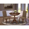 3-Piece Mahogany Finish Solid Wood Top Round Dining Room Set with High Back (Seats-4) - 2 of 4