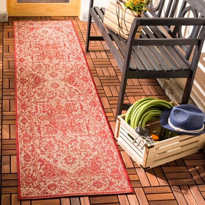 Red Synthetic Non-Slip Stain-Resistant 26" x 6" Area Rug