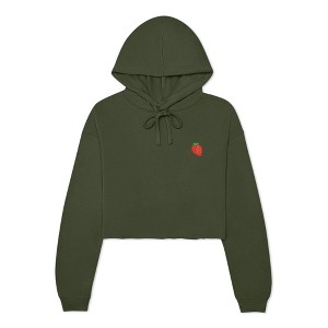Dalix Strawberry Embroidered Fleece Cropped Hoodie Cold Fall Winter Women - 1 of 4