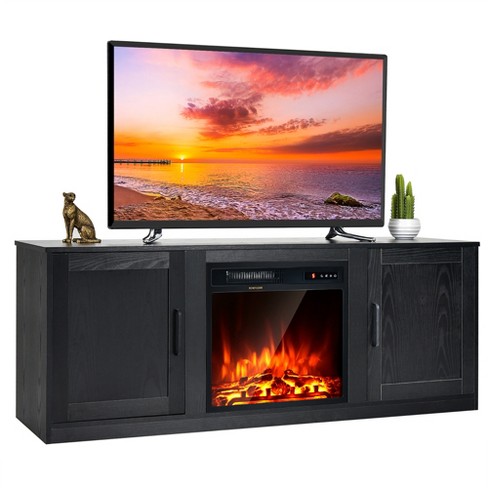 Costway 58'' Fireplace TV Stand Entertainment Console W/ 18'' Electric  Fireplace Black