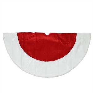 Northlight Traditional Velveteen Christmas Tree Skirt - 26" - Red and White - 1 of 2