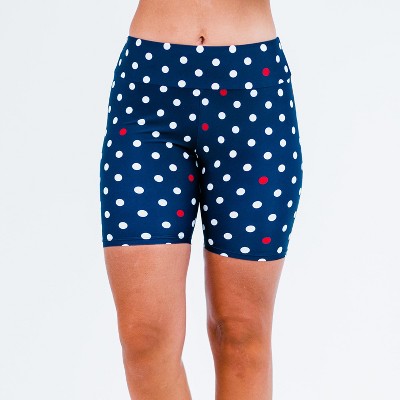 Calypsa Women's Chlorine Resistant High Waisted Mid-Thigh Swim Shorts
