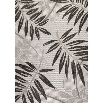 Gray/Black Floral Synthetic Reversible Rectangular Area Rug 5x8 Feet