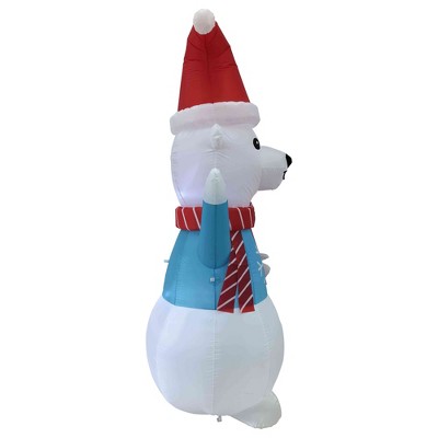 8.25' Pre-lit Inflatable Polar Bear with Santa Hat and Scarf