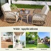 3-Piece Rattan Rocker Swivel Patio Accent Chair Set Of 2,Square Table,Modern Arm Chair With Cushion,Patio Chairs Outdoor -Maison Boucle - 3 of 4