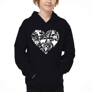 LA Pop Art Halloween Heart - Boy's Word Art Hooded Sweatshirt - 1 of 4