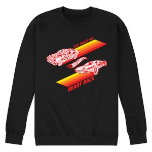 Men's - Hot Wheels - Valentine's You Make My Heart Race Graphic Fleece Sweatshirt - 1 of 4