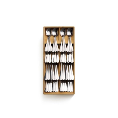 Large Bamboo Cutlery Drawer Organizer with 8 Compartments