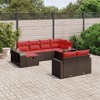 vidaXL 10 Piece Patio Sofa Set with Cushions Brown Poly Rattan - Without Table - 2 of 4