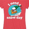 Women's - Peanuts - Snoopy And Woodstock Sledding Short Sleeve Graphic T-Shirt - 2 of 4