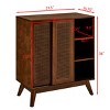 31.5" Mid Century Modern Sideboard Cabinet with Rattan Sliding Doors & Adjustable Shelf for Living Dining Room-3irtyhousy - 4 of 4