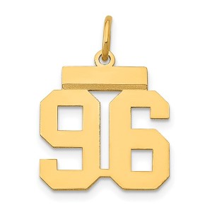 Black Bow Jewelry 14k Yellow Gold, Athletic Collection, Small Polished Number 96 Pendant - 1 of 4