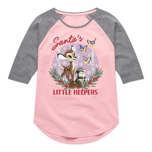 Girls' - Disney - Christmas - Santa's Little Helpers Shirt Tail Raglan Graphic T-shirt - 1 of 4
