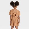 Toddler Girls' Short Sleeve Windowpane Dress - Cat & Jack™ Brown - 2 of 3