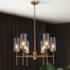 LNC Layla 6-Light 23" Modern  Candlestick Medium Chandelier, Matte  Gold with Clear Glass Shades - 2 of 4