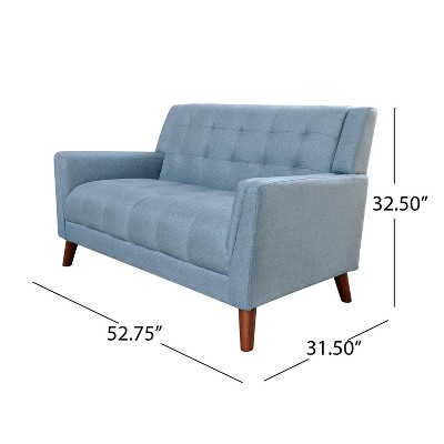 Alisa Blue Tufted Fabric Mid-Century Modern Loveseat