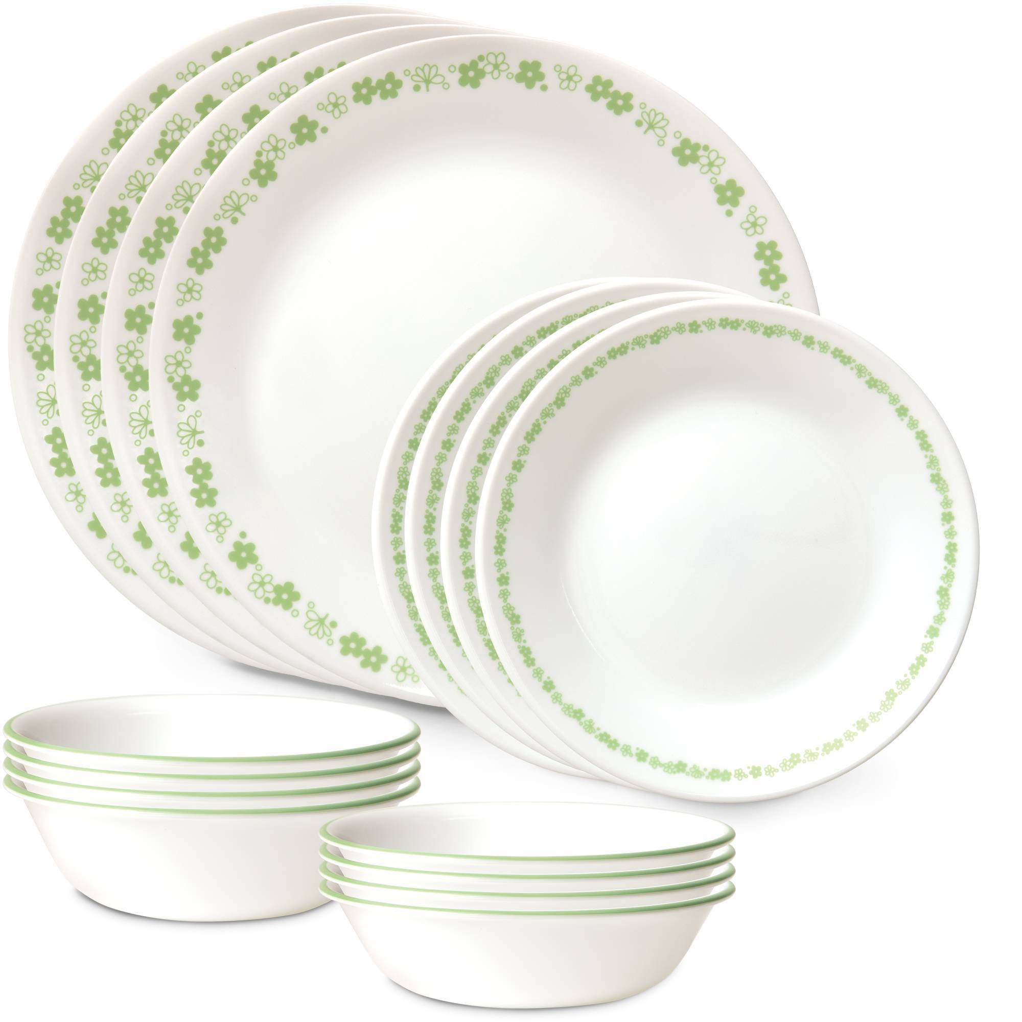 Corelle 16pc Virtelle Spring Blossom Green Dinnerware Set