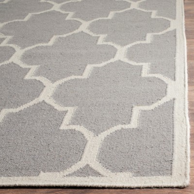 Grey and Ivory Geometric Wool Handwoven Area Rug