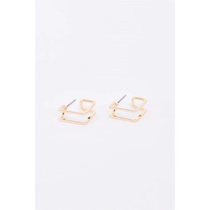 Slickblue Women's Earrings, Gold Brass Cutout Square Dangle Style, Unfinished Look, Stud Closure, 0.7" Length - 1 of 3