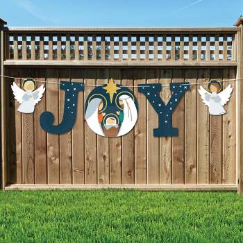 Big Dot of Happiness Holy Nativity - Manger Scene Religious Christmas Party Decorations - Joy - Outdoor Letter Banner