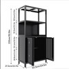 LIVAREEmlen Bamboo Baker's Racks, Freestanding Cabinet with 2 Doors, Floor Cabinet Organizer for Living Room, Kitchen, Entryway - 3 of 4