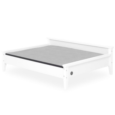 Large White Wooden Elevated Orthopedic Pet Bed with Water-Resistant Mattress