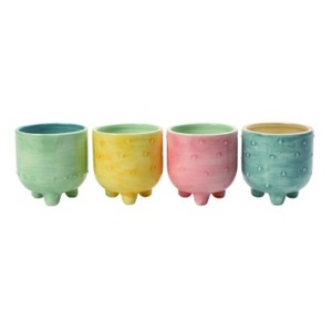 Transpac Small Ceramic Footed Planter with Drainage Multicolored Design Perfect for Home Decor and Gift Giving - 1 of 2