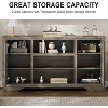 65 Inch Tall Farmhouse TV Stand with LED Light, TV Cabinet with 2 Barn Doors, 3 Open Storage Shelves Entertainment Center, Media Console Table for - 3 of 4