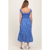 PinkBlush Royal Blue Floral Smocked Ruffle Detail Maternity Midi Dress - 4 of 4