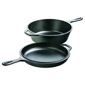 Lodge 3.2qt Cast Iron Combo Cooker: Skillet & Frying Pan Set, 10.25" Diameter, Gas & Electric Compatible - 1 of 3
