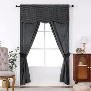 Kate Aurora Christmas Essentials Light Filtering Complete Attached Velvet Window Curtains & Valance Set - 1 of 4