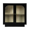 Glass Display Cabinet, Black Floor Cabinet With Glass Door, Kitchen Storage Cabinet With Adjustable Shelves,abstract,black,31.1in,2.59ft - 2 of 4